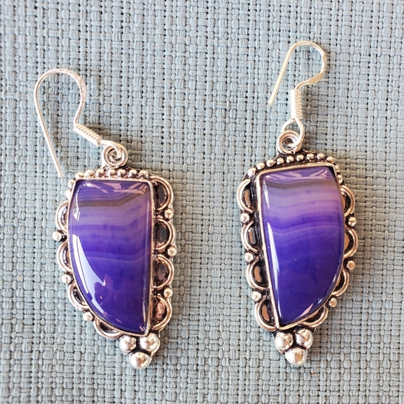 New Botswana Agate 925 Silver Statement Earrings. - Picture 11 of 13